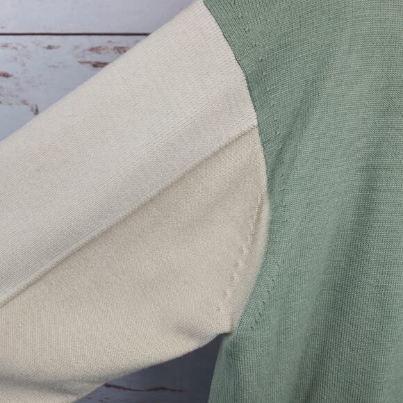 COS Oversized Tutleneck Wool Sweater Green Cream Colorblock Size XS - Picture 5 of 7